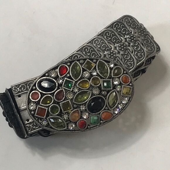 Vintage Rectangle Elastic Metal And Rhinestone 80s,Belts main image 9